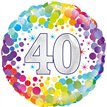 18in COLOURFUL CONFETTI 40TH BIRTHDAY