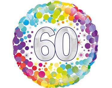 18in COLOURFUL CONFETTI 60TH BIRTHDAY