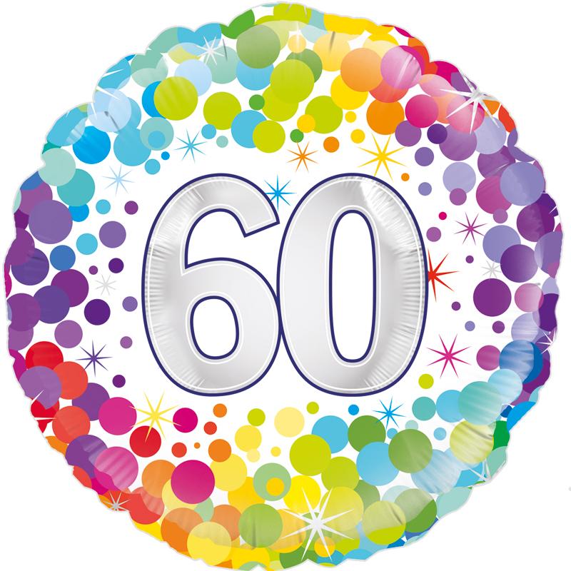 18in COLOURFUL CONFETTI 60TH BIRTHDAY