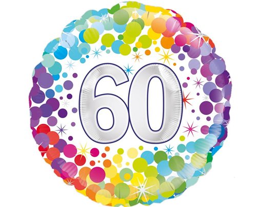 18in COLOURFUL CONFETTI 60TH BIRTHDAY
