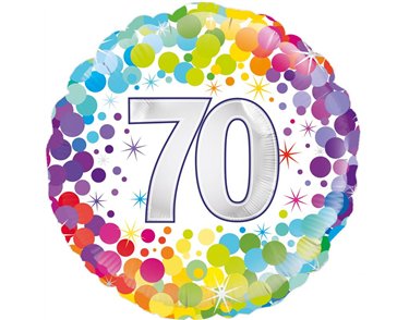 18in COLOURFUL CONFETTI 70TH BIRTHDAY