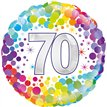 18in COLOURFUL CONFETTI 70TH BIRTHDAY