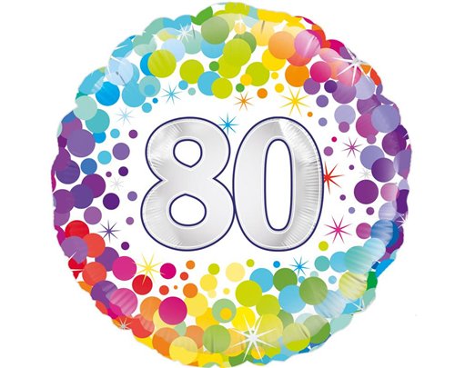 18in COLOURFUL CONFETTI 80TH BIRTHDAY