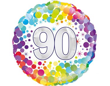18in COLOURFUL CONFETTI 90TH BIRTHDAY