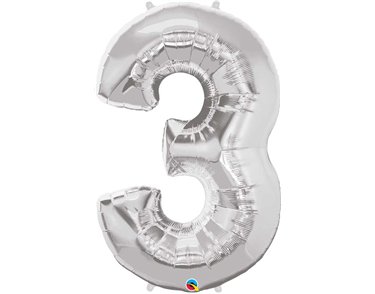 JUMBO NUMBER THREE SILVER QUALATEX FOIL
