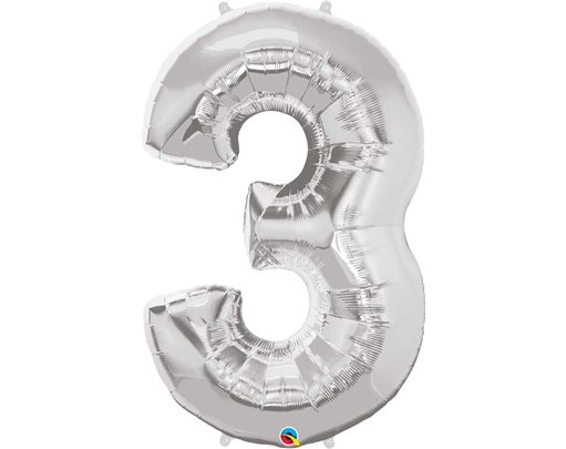 JUMBO NUMBER THREE SILVER QUALATEX FOIL
