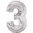 JUMBO NUMBER THREE SILVER QUALATEX FOIL