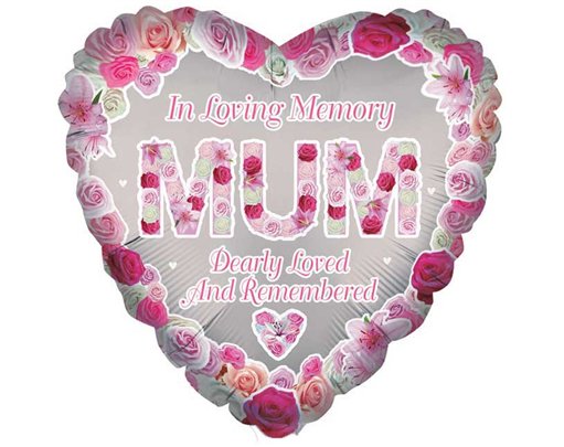 18in MUM HEART REMEMBRANCE FOIL BALLOON