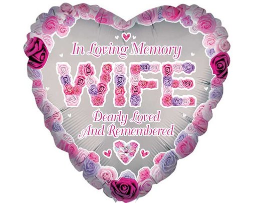 18in WIFE HEART REMEMBRANCE FOIL BALLOON