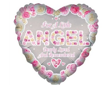18in ANGEL PINK HEART REMEMBRANCE FOIL BALLOON