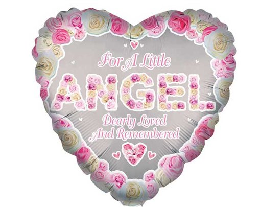 18in ANGEL PINK HEART REMEMBRANCE FOIL BALLOON