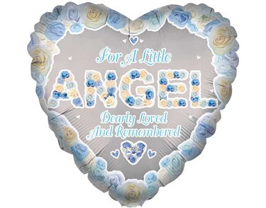 18in ANGEL BLUE HEART REMEMBRANCE FOIL BALLOON