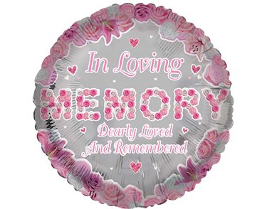 18in IN LOVING MEMORY PINK REMEMBRANCE FOIL BALLOON