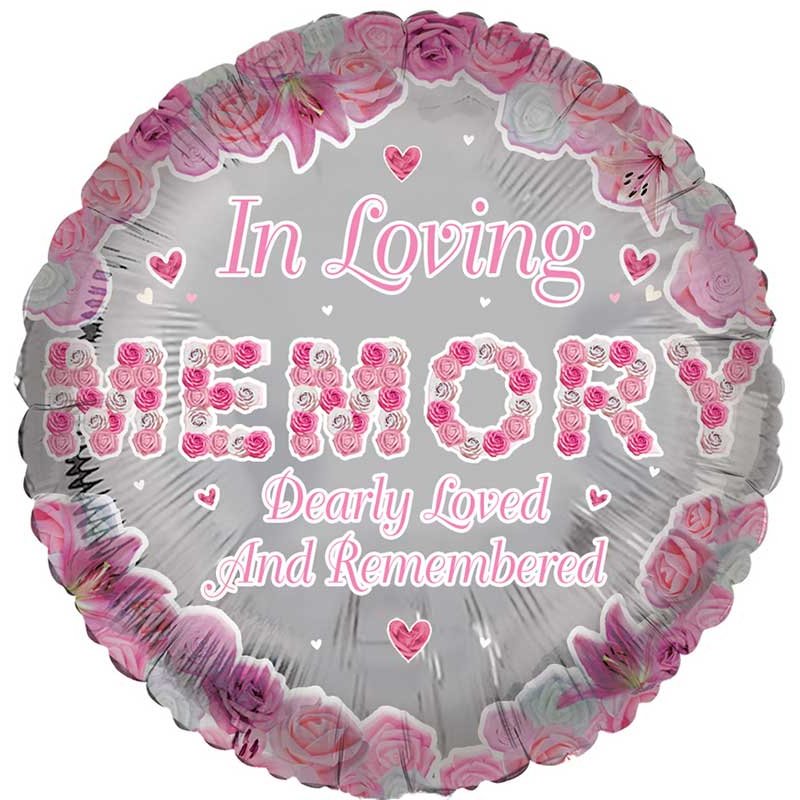 18in IN LOVING MEMORY PINK REMEMBRANCE FOIL BALLOON