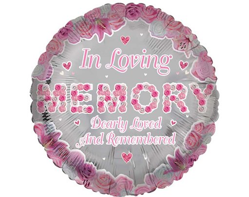 18in IN LOVING MEMORY PINK REMEMBRANCE FOIL BALLOON