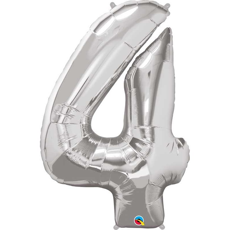 JUMBO NUMBER FOUR SILVER QUALATEX FOIL