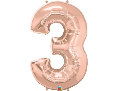 JUMBO NUMBER THREE ROSE GOLD QUALATEX FOIL
