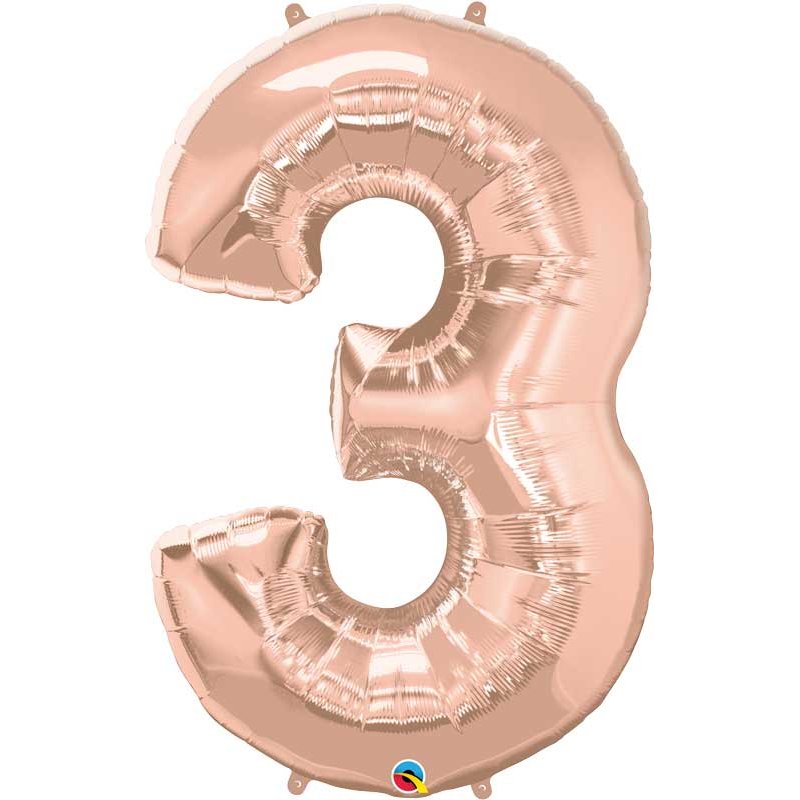 JUMBO NUMBER THREE ROSE GOLD QUALATEX FOIL