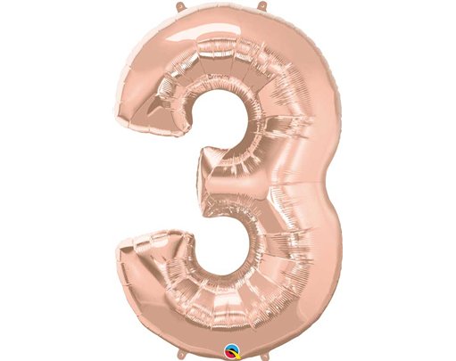 JUMBO NUMBER THREE ROSE GOLD QUALATEX FOIL
