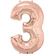 JUMBO NUMBER THREE ROSE GOLD QUALATEX FOIL