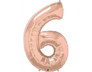 JUMBO NUMBER SIX ROSE GOLD QUALATEX FOIL