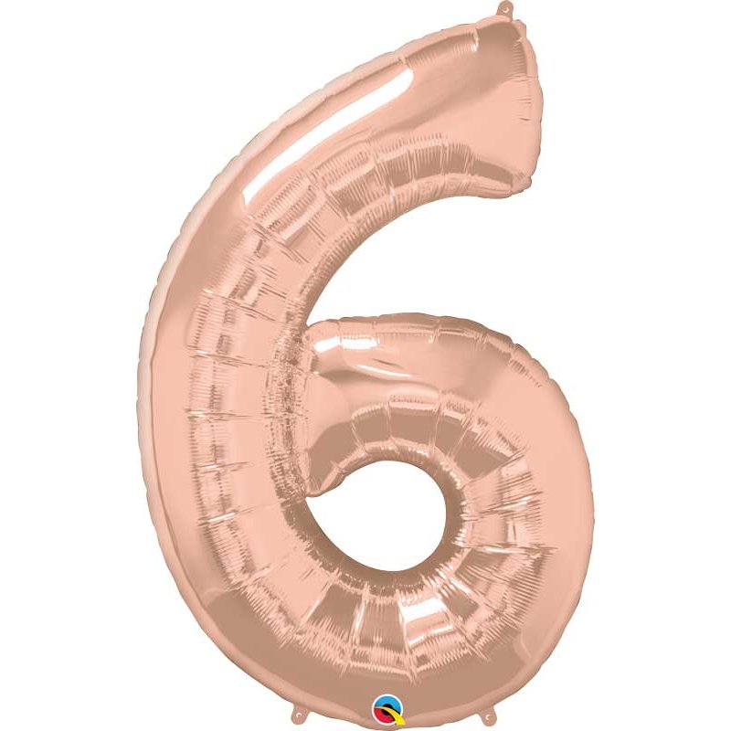 JUMBO NUMBER SIX ROSE GOLD QUALATEX FOIL