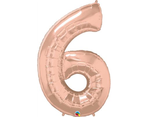 JUMBO NUMBER SIX ROSE GOLD QUALATEX FOIL