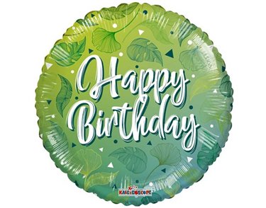 18in BIRTHDAY GREEN MOTIFS ECO ONE FOIL BALLOON
