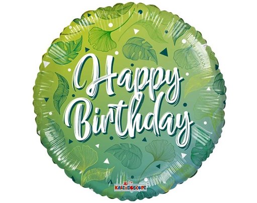 18in BIRTHDAY GREEN MOTIFS ECO ONE FOIL BALLOON