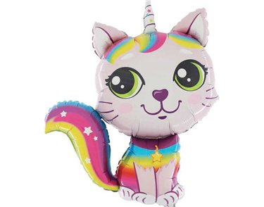38in PINK RAINBOW CAT FOIL BALLOON