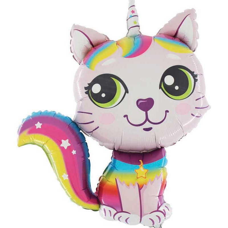38in PINK RAINBOW CAT FOIL BALLOON