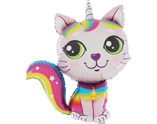 38in PINK RAINBOW CAT FOIL BALLOON