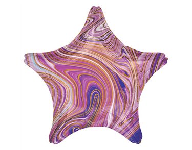 18in PURPLE MARBLEZ STAR FOIL BALLOON