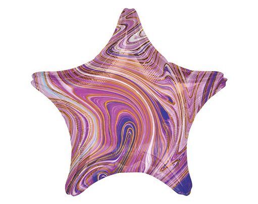 18in PURPLE MARBLEZ STAR FOIL BALLOON