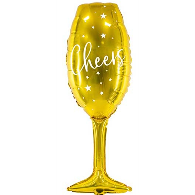 GOLD CHAMPAGNE GLASS SHAPED FOIL BALLOON