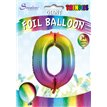 34in TRENDIES RAINBOW NUMBER 0 FOIL BALLOON