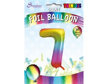 34in TRENDIES RAINBOW NUMBER 7 FOIL BALLOON
