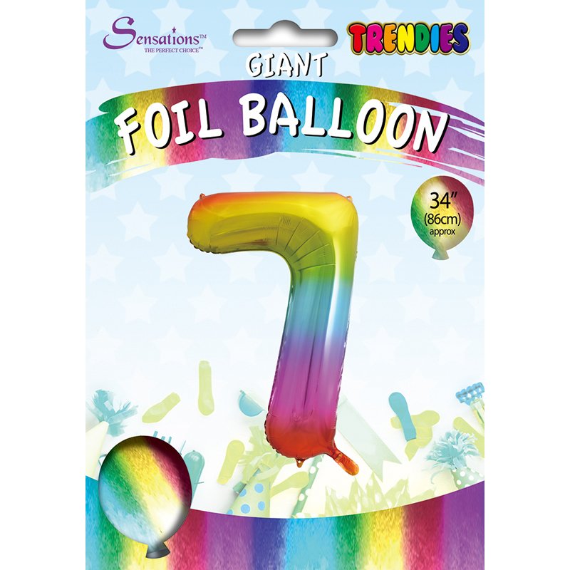 34in TRENDIES RAINBOW NUMBER 7 FOIL BALLOON