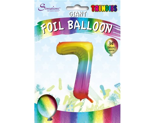 34in TRENDIES RAINBOW NUMBER 7 FOIL BALLOON