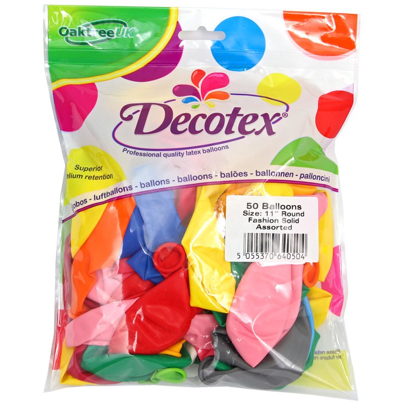 50PK 11in FASHION SOLID ASSORTED DECOTEX