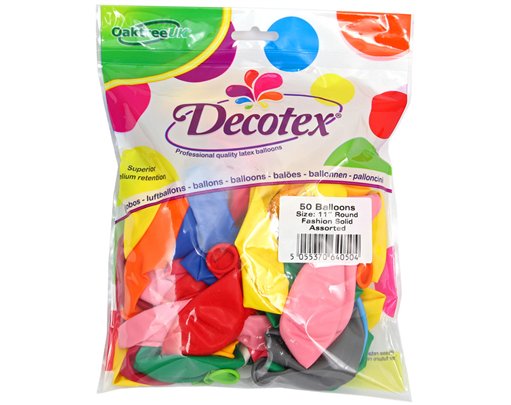 50PK 11in FASHION SOLID ASSORTED DECOTEX