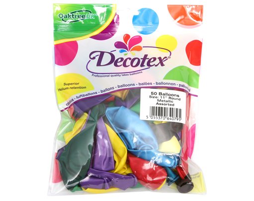 50PK 11in METALLIC ASSORTED DECOTEX