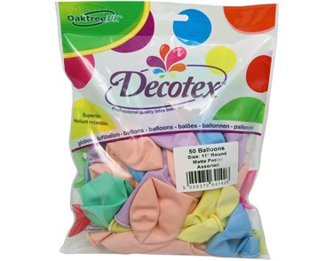 50PK 11in MATTE PASTEL ASSORTED DECOTEX