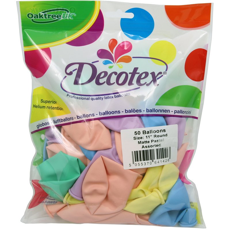50PK 11in MATTE PASTEL ASSORTED DECOTEX