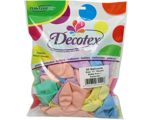 50PK 11in MATTE PASTEL ASSORTED DECOTEX