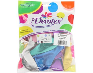 25PK 11in CHROMIUM ASSORTED DECOTEX