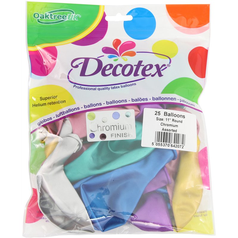25PK 11in CHROMIUM ASSORTED DECOTEX