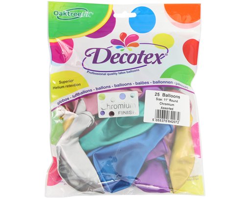 25PK 11in CHROMIUM ASSORTED DECOTEX