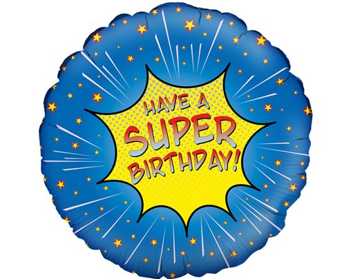 18in SUPER BIRTHDAY BLUE FOIL BALLOON
