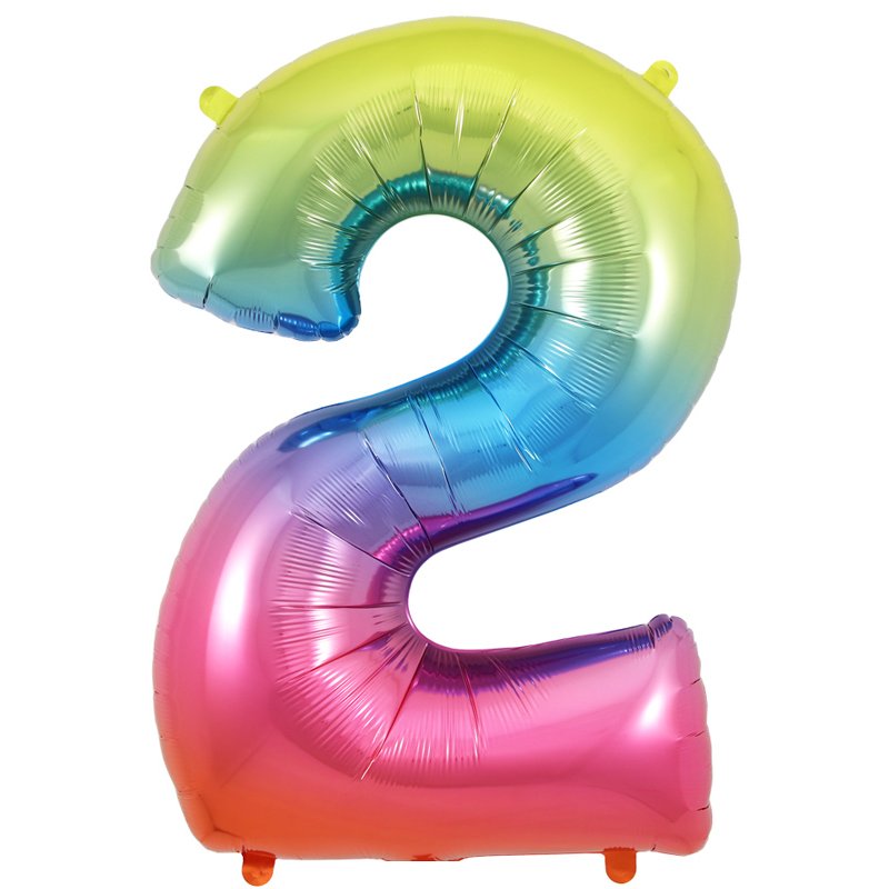 34in NUMBER 2 RAINBOW JUMBO FOIL